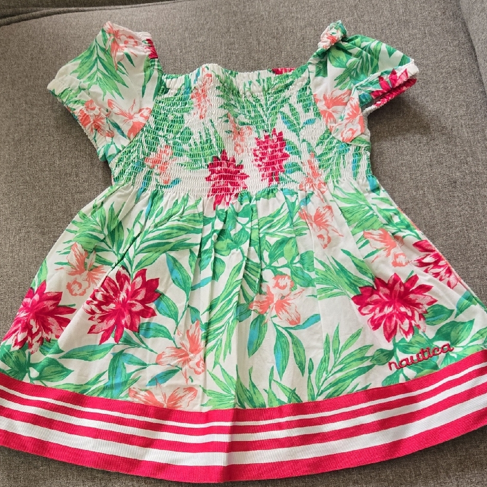 Nautica Kids Floral Top SIZE 6 - Green and Pink